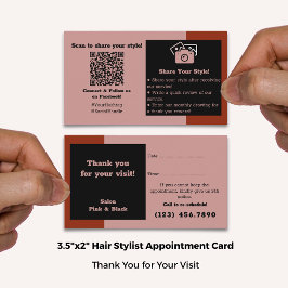 ヘアサロンピンクブラック感謝していレッド、ソーシャル接続& 予約カード
