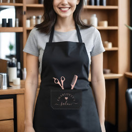 ヘアサロンフェイクステッチのポケットコーム&はさみ エプロン