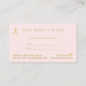 ヘアサロンフェイク金ゴールドピンク赤面ラグジュアリーアポイントメント 名刺 (裏面)