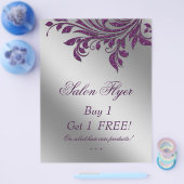 ヘアサロンフライヤーセールゼブラスパープルシルバー チラシ (シングル)