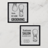 ヘアサロンブラシ理容師シックカスタムなカーボンブラック スクエア名刺 (正面/裏面)