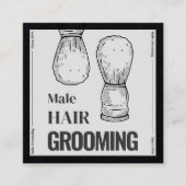 ヘアサロンブラシ理容師シックカスタムなカーボンブラック スクエア名刺 (正面)