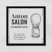 ヘアサロンブラシ理容師シックカスタムなカーボンブラック スクエア名刺 (裏面)