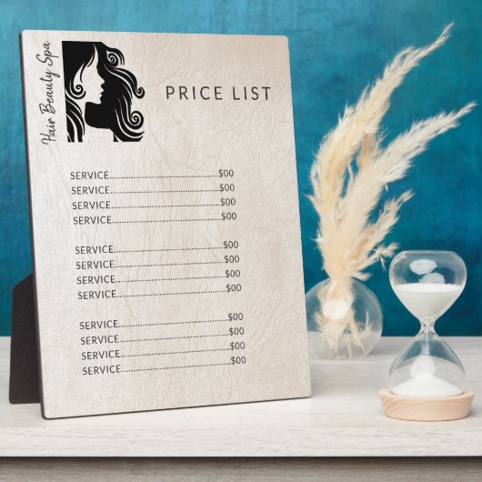 ヘアサロンブラックグレーのレザールック価格表 フォトプラーク (側面)