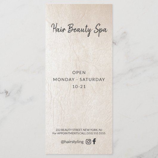 ヘアサロンブラック淡い色の赤面価格表サービス プログラム (裏面)