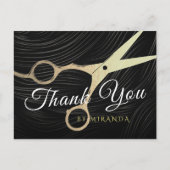 ヘアサロンヘアスタイリストありがとう金ゴールドはさみ ポストカード (正面)