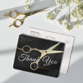 ヘアサロンヘアスタイリストありがとう金ゴールドはさみ ポストカード