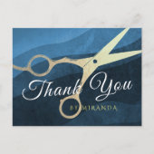 ヘアサロンヘアスタイリストありがとう金ゴールドはさみPos ポストカード (正面)