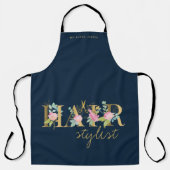 ヘアサロンヘアスタイリストの名前シックなタイポグラフィロゴ エプロン (正面)