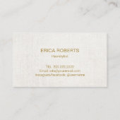 ヘアサロンヘアスタイリストエレガント金ゴールドスクリプト 名刺 (裏面)