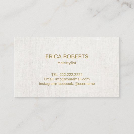 ヘアサロンヘアスタイリストエレガント金ゴールドスクリプト 名刺 (裏面)