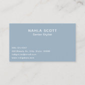 ヘアサロンヘアスタイリストモダンシザーズダスティブルー 名刺 (裏面)