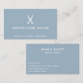ヘアサロンヘアスタイリストモダンシザーズダスティブルー 名刺 (正面/裏面)