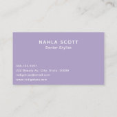 ヘアサロンヘアスタイリストモダンシザーパープル 名刺 (裏面)