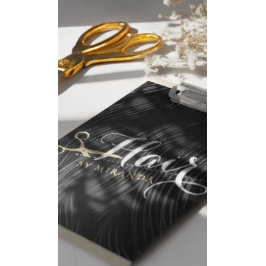 ヘアサロンヘアスタイリストモダンブラック金ゴールドはさみ クリップボード