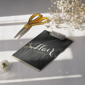 ヘアサロンヘアスタイリストモダンブラック金ゴールドはさみ クリップボード