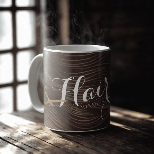 ヘアサロンヘアスタイリストモダンブラック金ゴールドはさみ コーヒーマグカップ