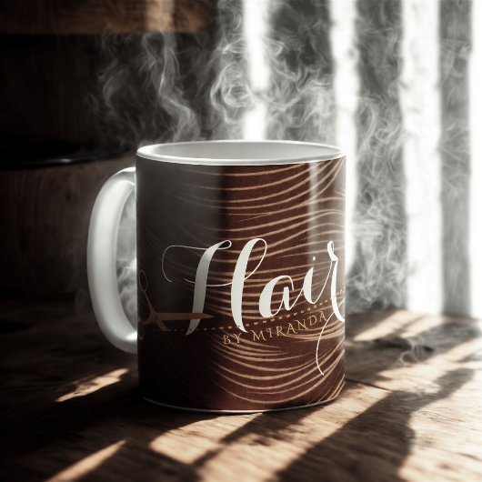 ヘアサロンヘアスタイリストモダンブラック金ゴールドはさみ コーヒーマグカップ