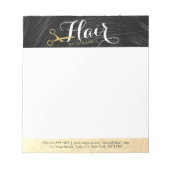 ヘアサロンヘアスタイリストモダンブラック金ゴールドはさみ ノートパッド (正面)