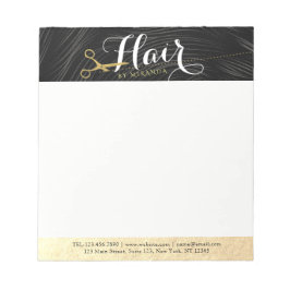 ヘアサロンヘアスタイリストモダンブラック金ゴールドはさみ ノートパッド