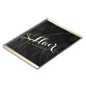 ヘアサロンヘアスタイリストモダンブラック金ゴールドはさみ ノートブック (左側)