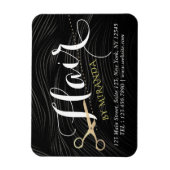 ヘアサロンヘアスタイリストモダンブラック金ゴールドはさみ マグネット (縦)