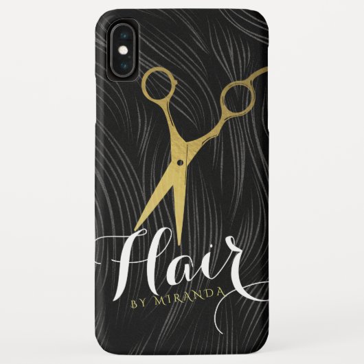 ヘアサロンヘアスタイリストモダンブラック金ゴールドはさみ Case-Mate iPhoneケース (裏面)