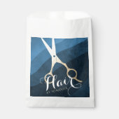 ヘアサロンヘアスタイリストモダンブルー&金ゴールドはさみ フェイバーバッグ (正面)