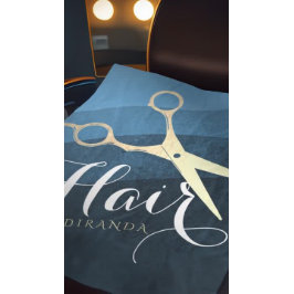 ヘアサロンヘアスタイリストモダンブルー&金ゴールドはさみ フリースブランケット