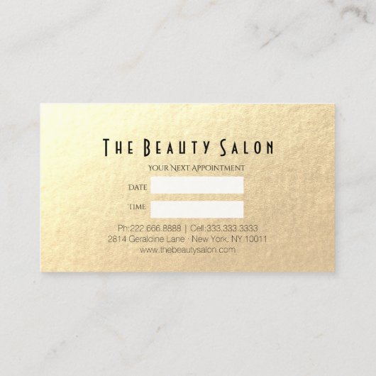 ヘアサロンヘアスタイリストモダンブルー&金ゴールドはさみ 予約カード (裏面)