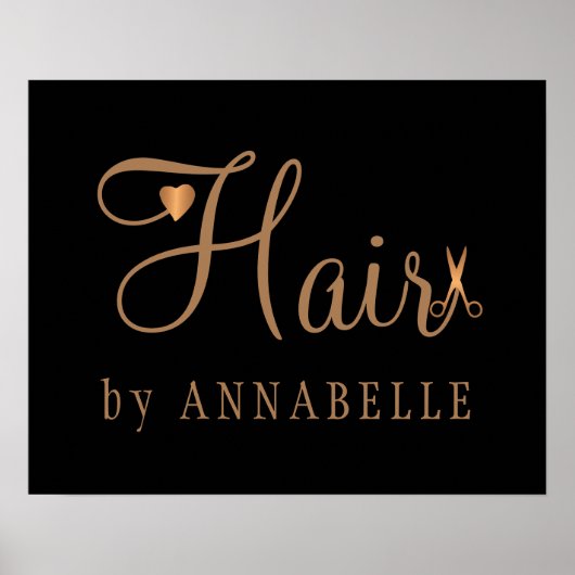 ヘアサロンヘアスタイリスト名銅金ゴールドグリッター ポスター (正面)