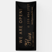 ヘアサロンヘアスタイリスト名銅金ゴールド黒記号 横断幕 (縦)