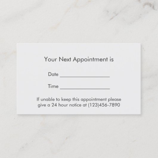 ヘアサロンヘアスタイリスト理容師アポイントメント 予約カード (裏面)