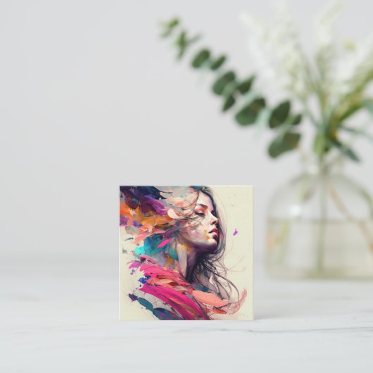 ヘアサロンヘアドレッサーエステティシャン美しい スクエア名刺 (スタンド正面)