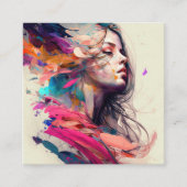 ヘアサロンヘアドレッサーエステティシャン美しい スクエア名刺 (正面)