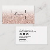 ヘアサロンヘアドレッサーピンクピーチ金ゴールドグリッター 名刺 (正面/裏面)