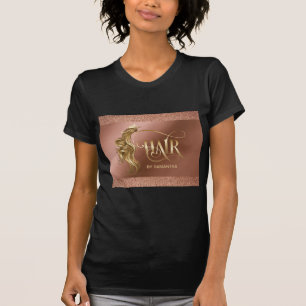 ヘアサロンヘア伸張かつらバラ金ゴールド Tシャツ