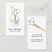 ヘアサロンホワモダンイト金ゴールドシザー美容師 名刺 (正面/裏面)