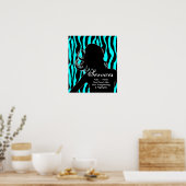 ヘアサロンポスター女性ブルーゼブラ ポスター (キッチン)