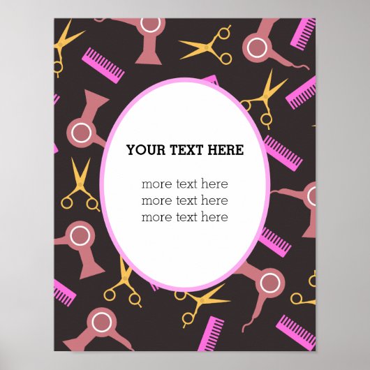 ヘアサロンポスター黒の背景 ポスター (正面)