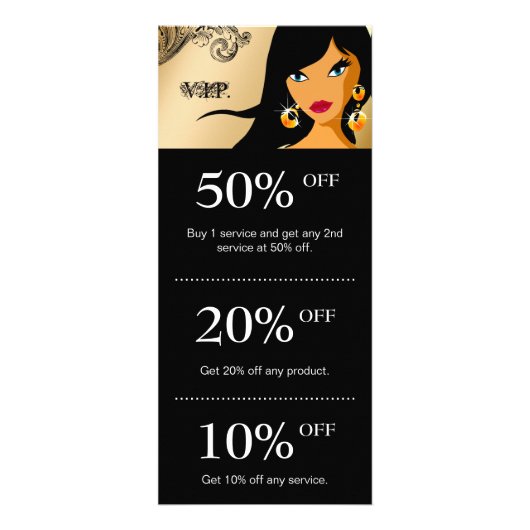 ヘアサロンマーケティングカード金ゴールドまつ毛エスニック ラックカード (正面)