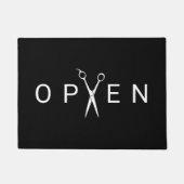 ヘアサロンミニマリストシザーオープンウェルカム ドアマット (正面)