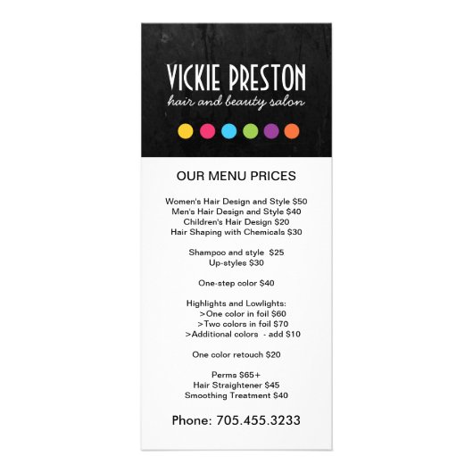 ヘアサロンメニューラックカード ラックカード (正面)