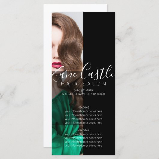 ヘアサロンメニュー価格表 メニュー (正面/裏面)