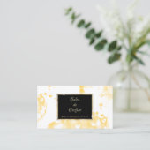 ヘアサロンモダンイエロー抽象芸術スプラッシュ 名刺 (スタンド正面)