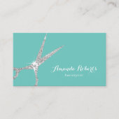 ヘアサロンモダンシルバーシザーティール（緑がかった色）アポイントメント 予約カード (正面)