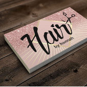 ヘアサロンモダンタイポグラフィバラ金ゴールドグラデーション 名刺