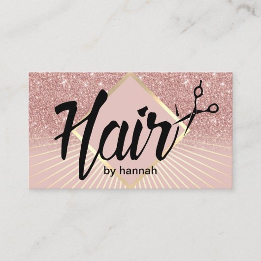 ヘアサロンモダンタイポグラフィバラ金ゴールドグラデーション 名刺 (正面)