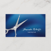 ヘアサロンモダンネイビーブルー&シルバーアポイントメント 予約カード (正面)