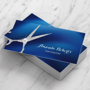 ヘアサロンモダンネイビーブルー&シルバーアポイントメント 予約カード